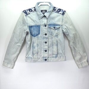 Rock & Republic Hitchiker Denim‎ Jacket Womens Medium Indigo Native Grunge Biker